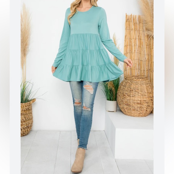 29 Boho Long Sleeves Tiered Tunic Top - Picture 3 of 4